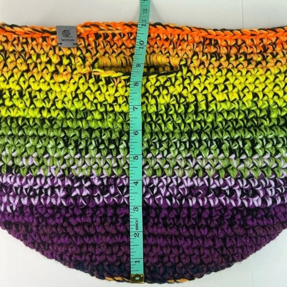 Handcrafted Multicolor Crochet Scrap Woven Tote Bag Basket Storage Handmade Knit